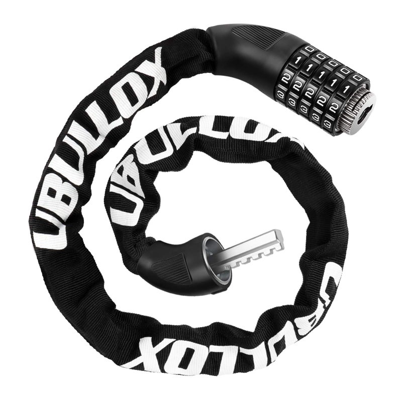 UBULLOX Bike Chain Lock 3FT 5-Digit Combination Bike Locks Anti-Theft Bicycle Lock 6mm Thick Resettable Steel Chain for Bicycle, Motorcycle, Scooter, Gate, Fence - Image 1